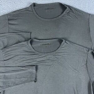 LOT OF 2 Firm Grip Shirt Mens Large Gray Crew Neck Long Sleeve Base Layer Work